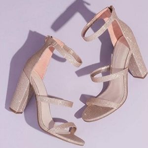 David's Bridal Callista Glitter 3 Strap Block heel